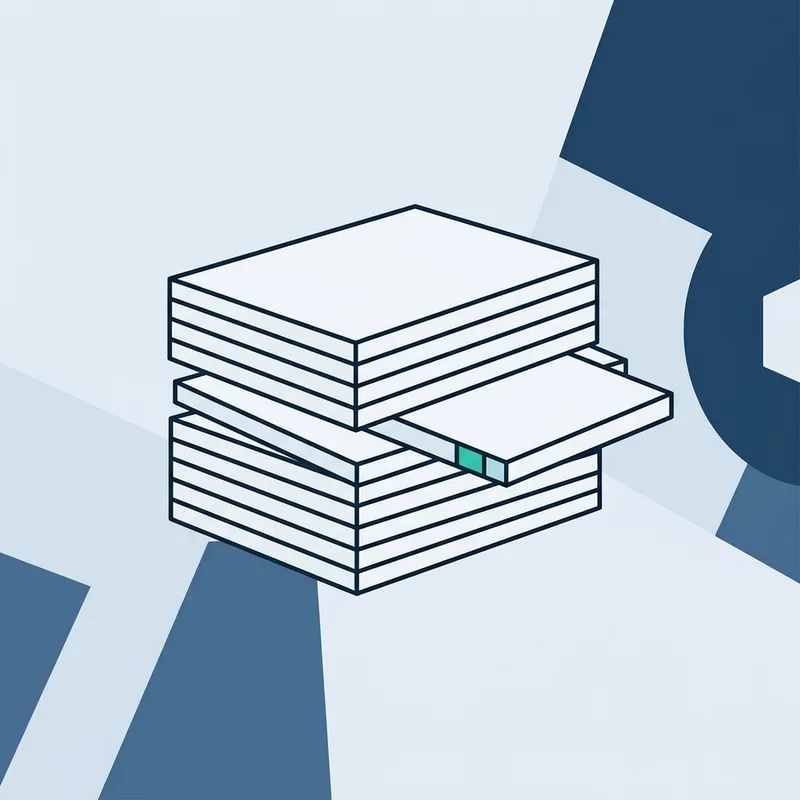 A neat stack of plain exam booklets on a flat surface with one booklet pulled halfway out