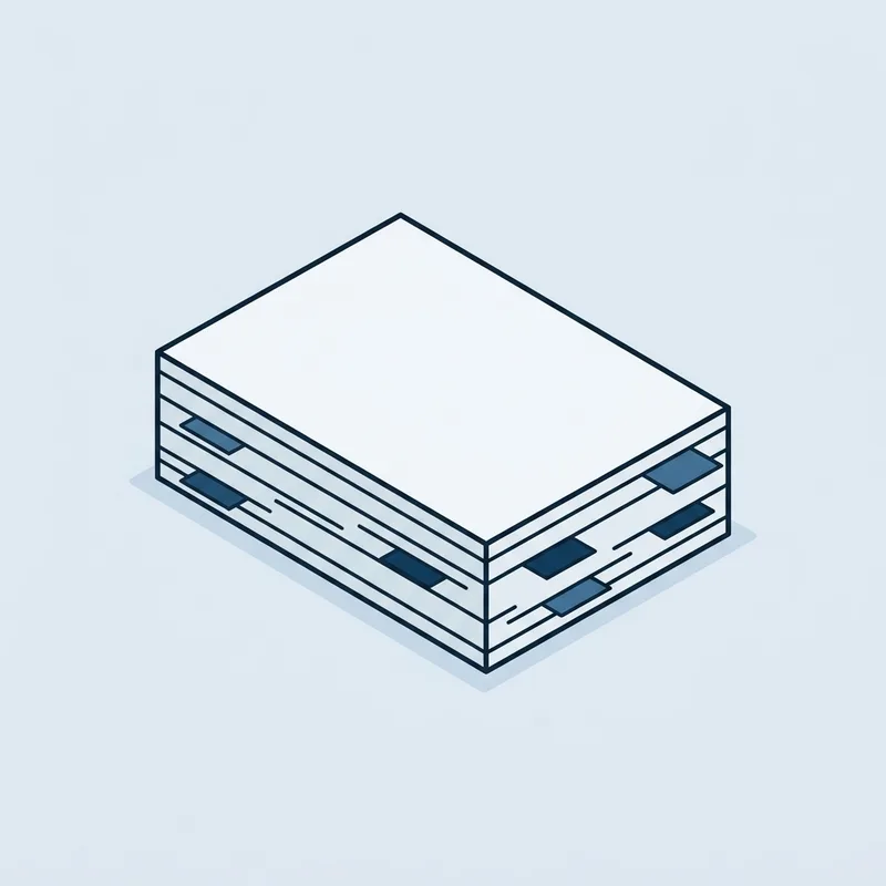 A stack of paper sheets on a plain surface with narrow tabs marking places within it