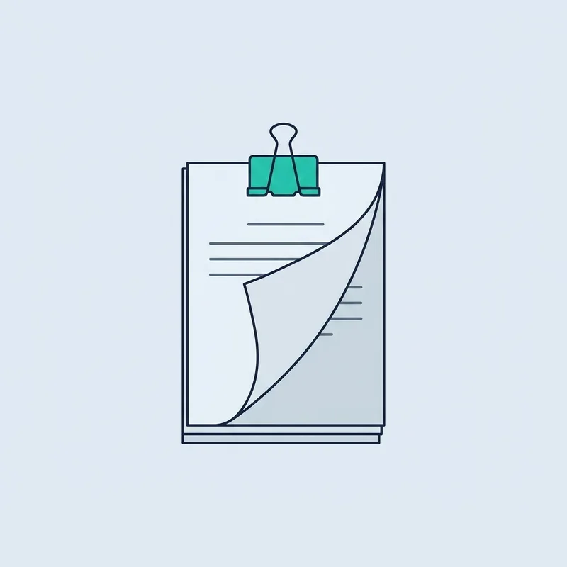 A stack of contract pages held with a single clip, with one page turned over