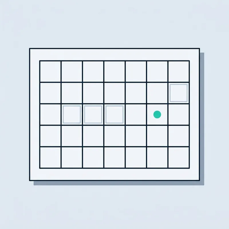 A wall calendar page with a short run of consecutive days marked