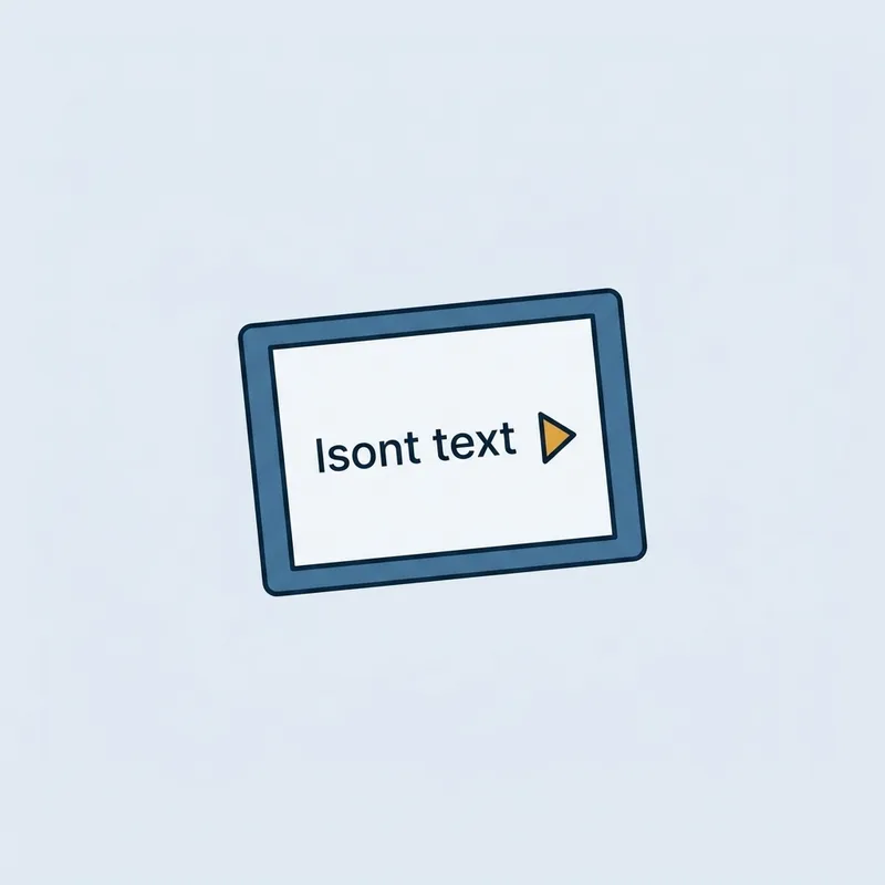 A plain rectangular panel showing one short line of text beside a small triangular mark