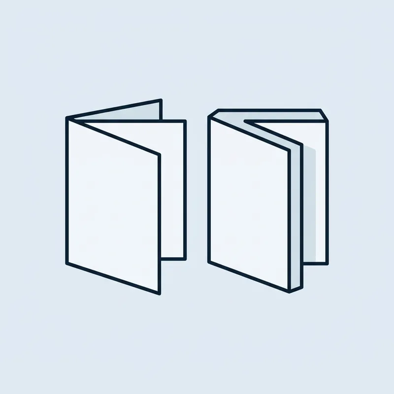 Two folded paper documents lying side by side on a plain surface, one thicker than the other