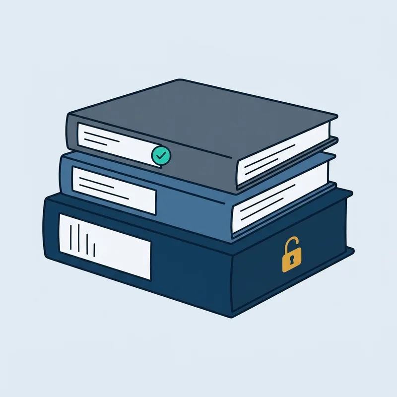 Three document folders of different thicknesses stacked on a plain surface